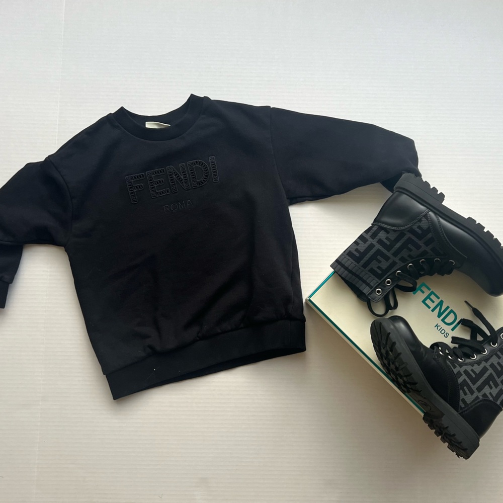 Fendi kids boots size 31. Fendi sweatshirt boys size 6Y